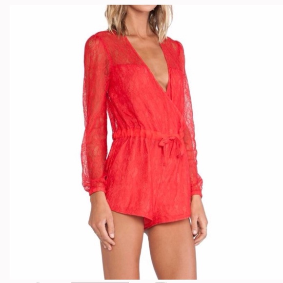 ♥️ Stylestalker Romper lace shorts Red - Picture 5 of 15